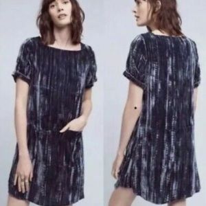 Anthropologie Floreat Blue Crushed Velvet Dress L